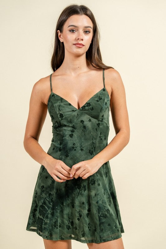 FLORAL FIT AND FLARE MINI DRESS