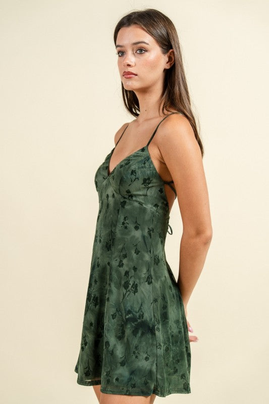 FLORAL FIT AND FLARE MINI DRESS