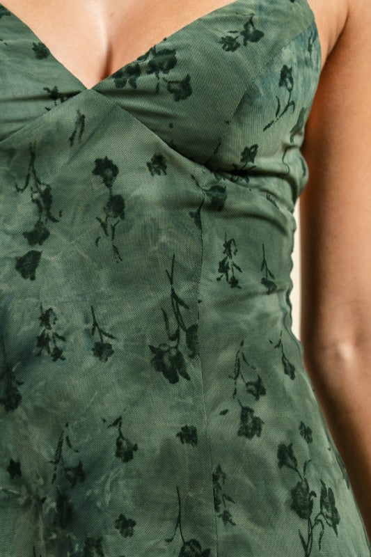 FLORAL FIT AND FLARE MINI DRESS