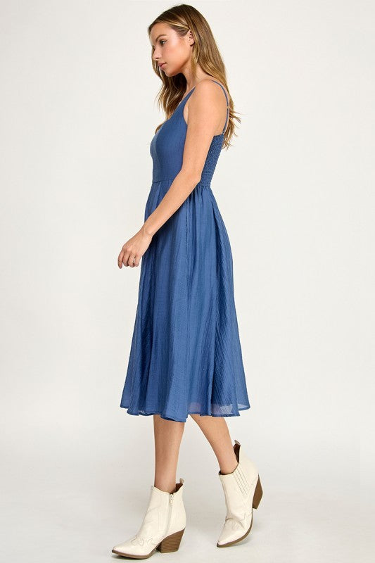 MCKENZIE SQUARE NECK MIDI DRESS