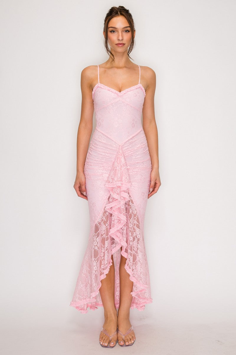 FLORAL LACE HIGH LOW DRESS