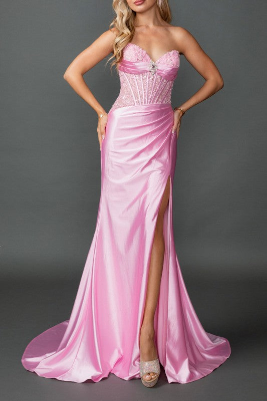 SWEETHEART SATIN FORMAL GOWN