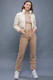 Faux Leather Puffer Zip Up Short Jacket