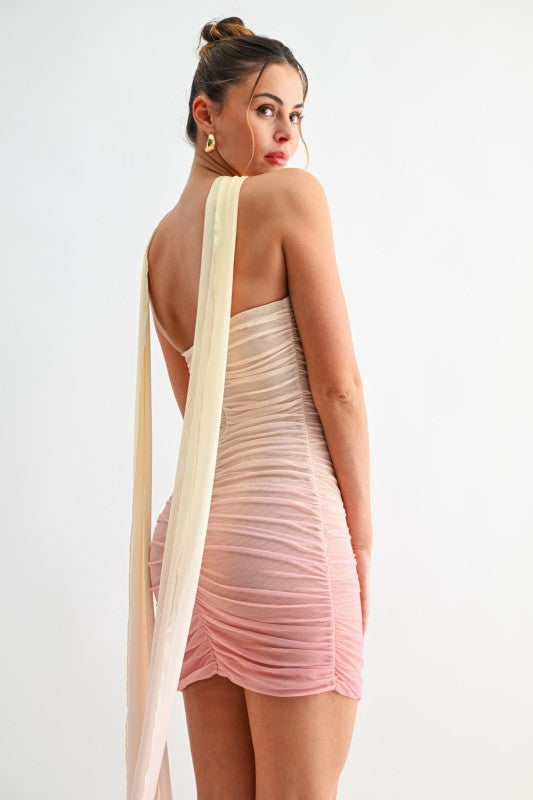 SUNSET OMBRÉ SCARF MINI DRESS