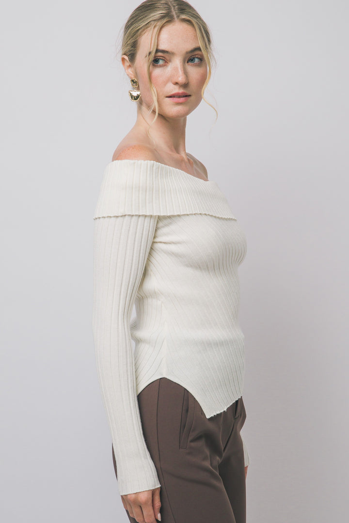 RIBBED OFF SHOULDER SWEATER