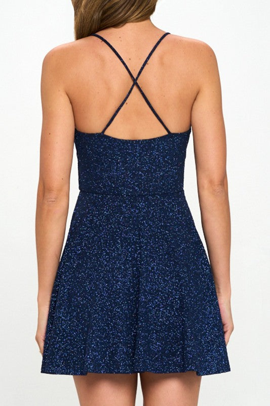 GLITTER FIT AND FLARE DRESS