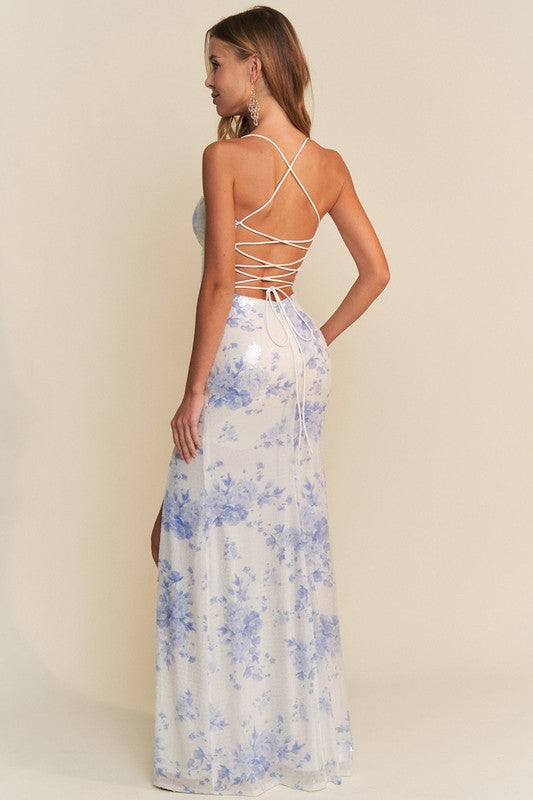 FLORAL PRINT BODYCON MAXI DRESS