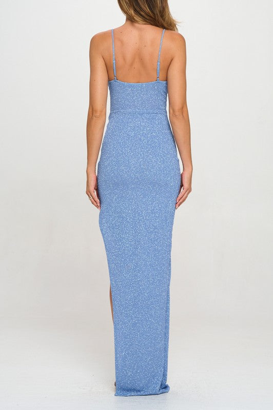 GLITTER STATEMENT MAXI DRESS WITH SLIT