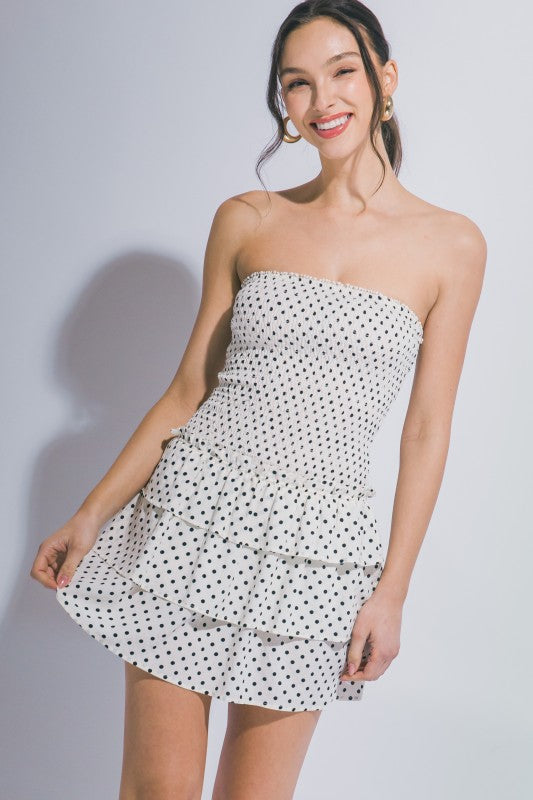 FRILL MINI POLKA DOT DRESS