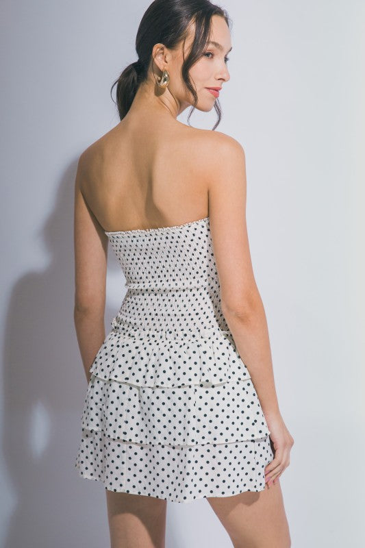 FRILL MINI POLKA DOT DRESS
