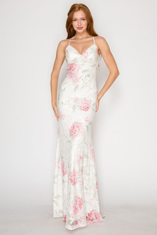 FLORAL LACE MAXI DRESS