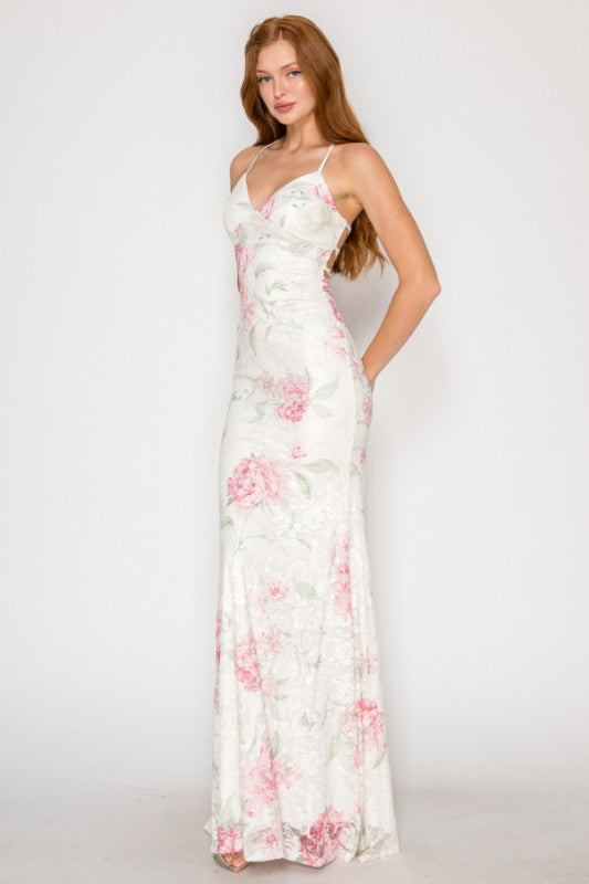 FLORAL LACE MERMAID GOWN