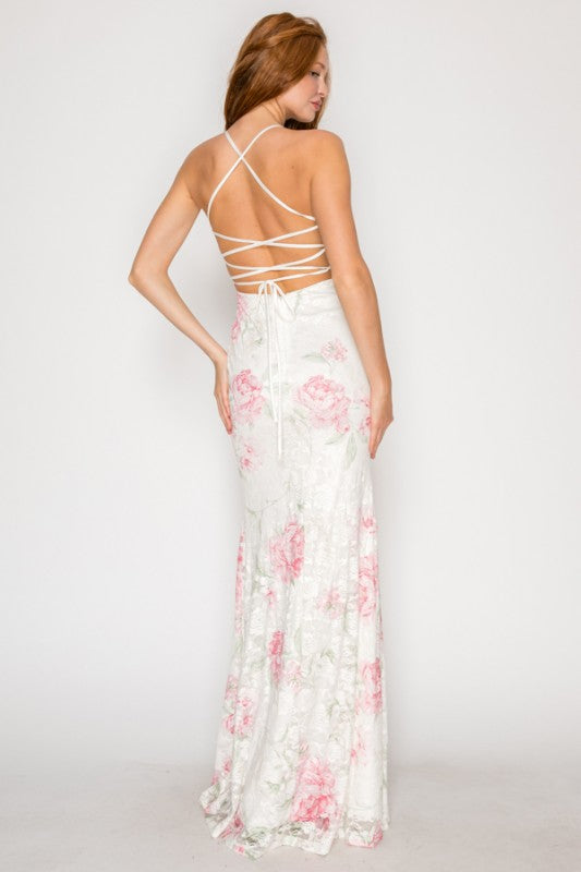 FLORAL LACE MERMAID GOWN