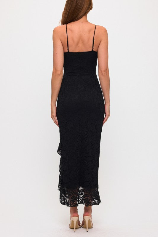 LACE RUFFLE MAXI DRESS