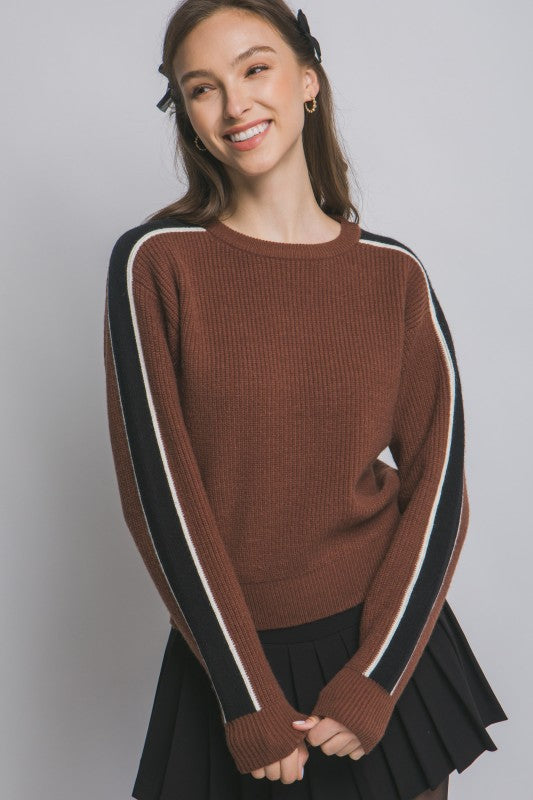 STRIPE SLEEVE SWEATER