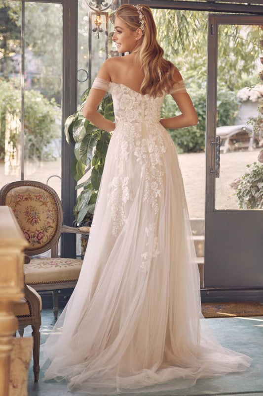 OFF SHOULDER VINTAGE LACE GOWN