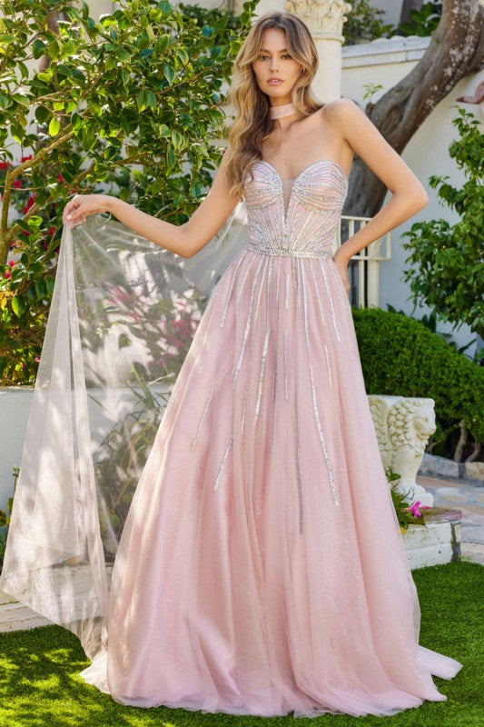 NECK CHOKER VEIL SEQUIN ALINE GOWN