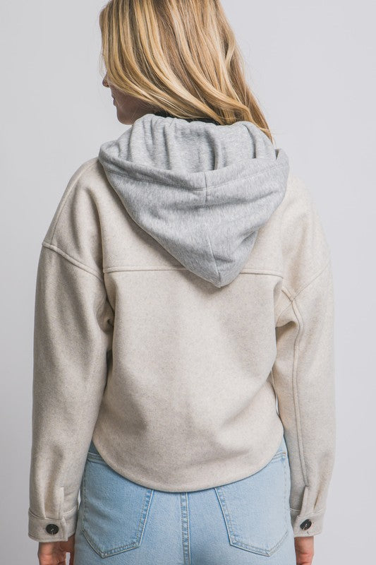 CROPPED REMOVABLE HOODED JACKET