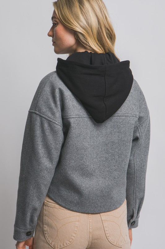 CROPPED REMOVABLE HOODED JACKET