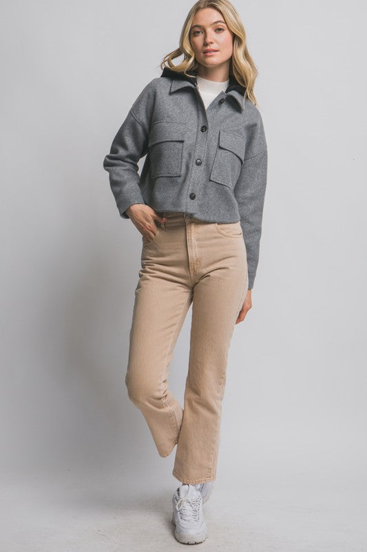 CROPPED REMOVABLE HOODED JACKET
