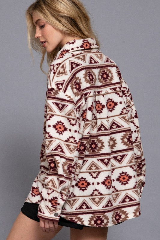 AZTEC PRINT BUTTON DOWN SHACKET