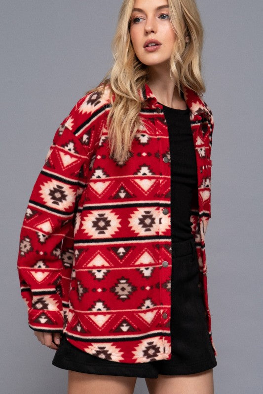 AZTEC PRINT BUTTON DOWN SHACKET
