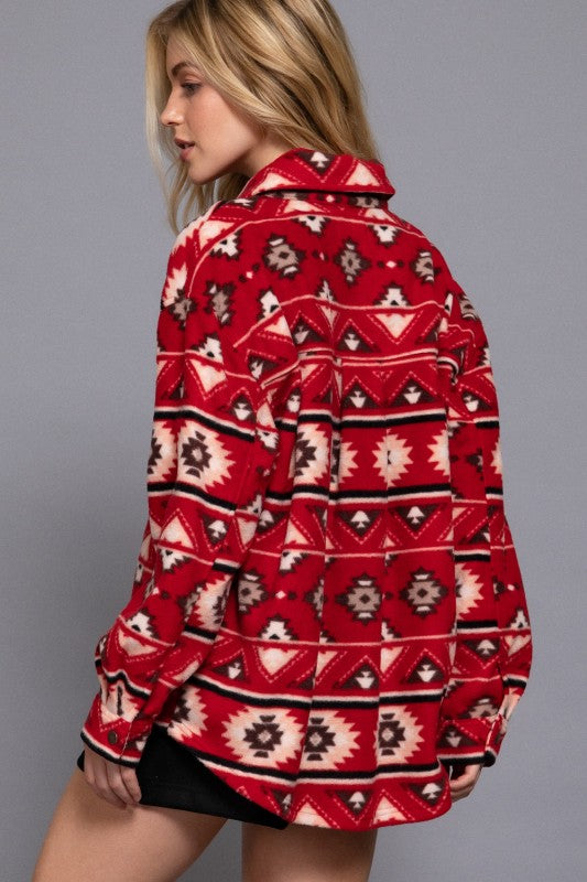 AZTEC PRINT BUTTON DOWN SHACKET