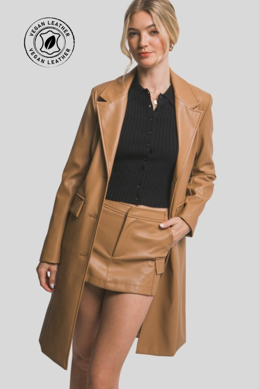 FAUX LEATHER COAT
