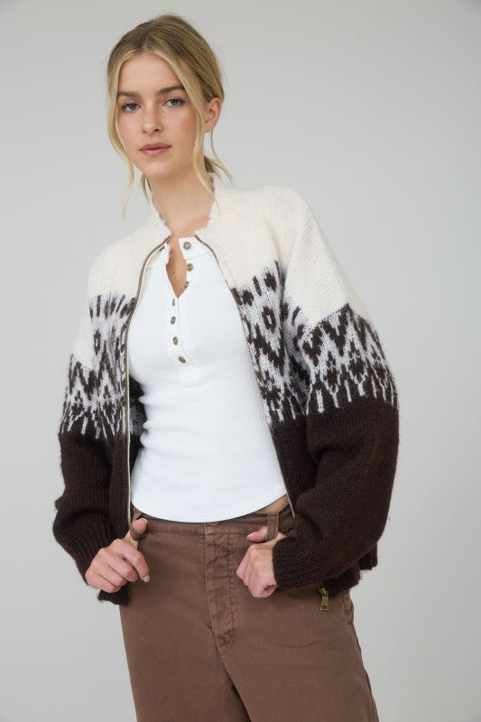 FAIRE ISLE HALF ZIP SWEATER