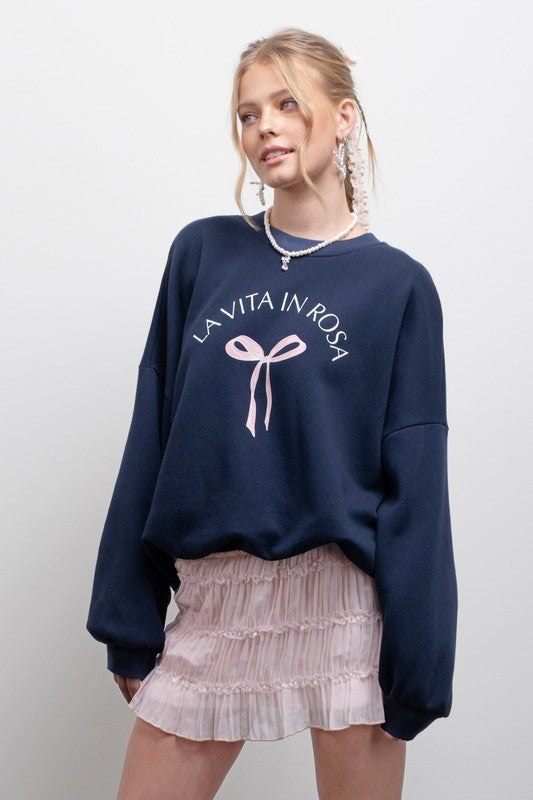 BOW GRAPHIC SWEATSHIRT