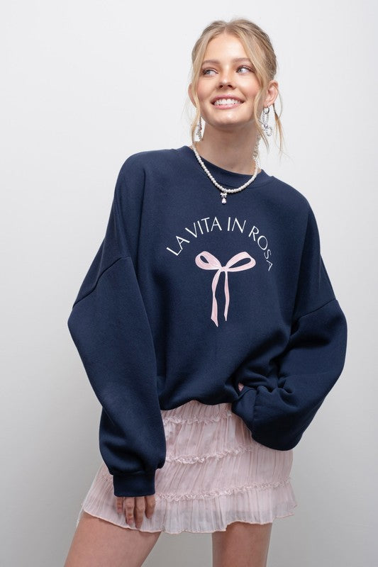 BOW GRAPHIC SWEATSHIRT