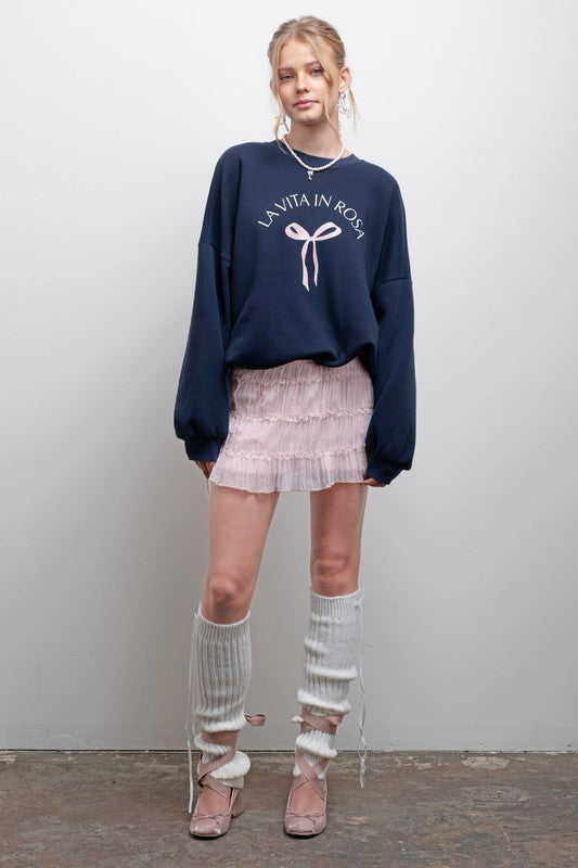 BOW GRAPHIC SWEATSHIRT