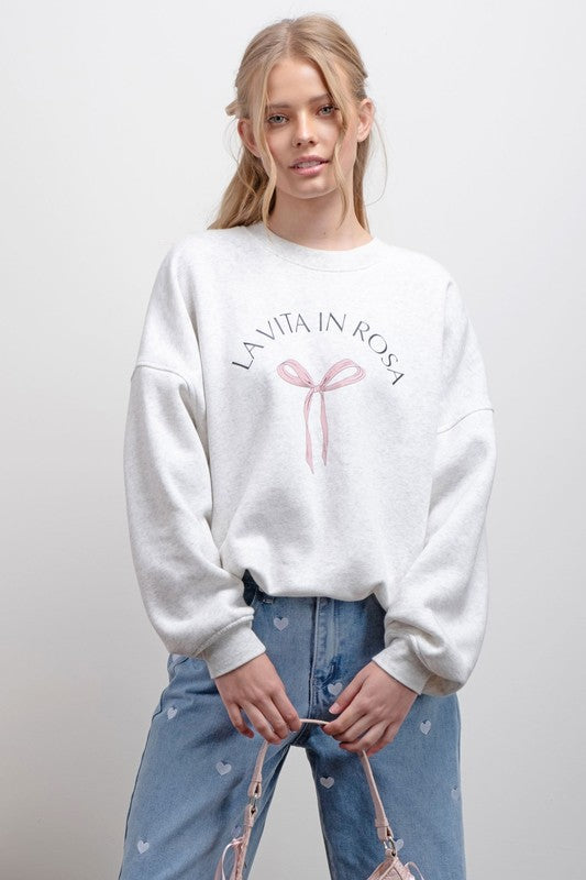 BOW GRAPHIC SWEATSHIRT