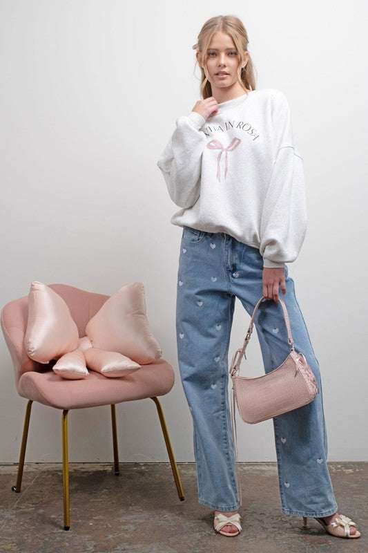 BOW GRAPHIC SWEATSHIRT