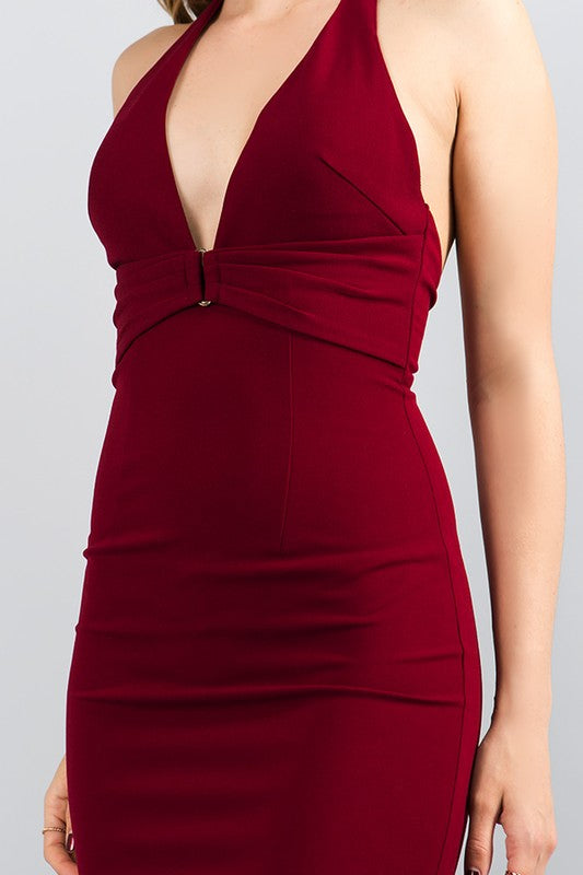 HALTER WITH BELT MAXI DRESS