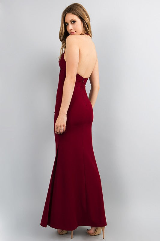 HALTER WITH BELT MAXI DRESS