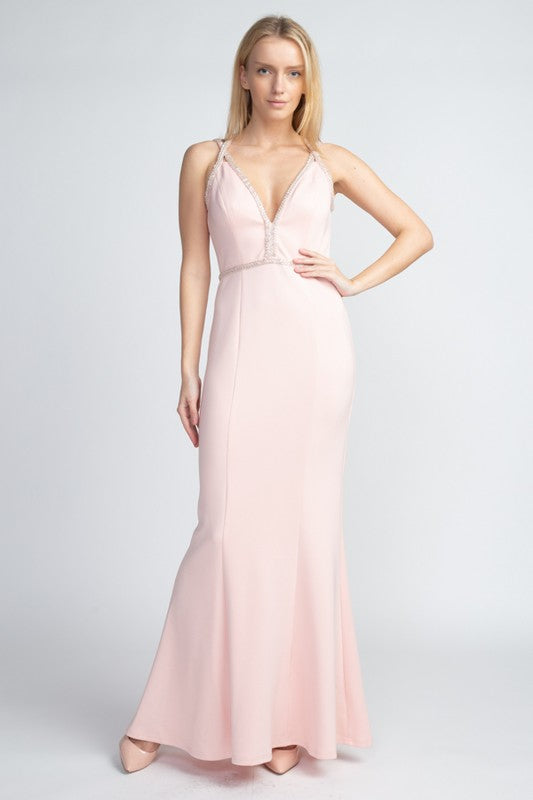 BLUSH SEQUIN DETAIL MAXI GOWN