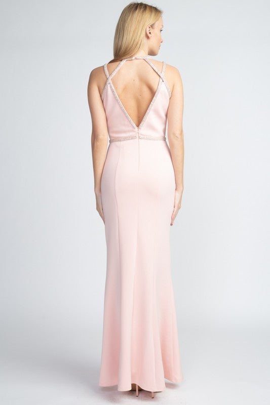 BLUSH SEQUIN DETAIL MAXI GOWN