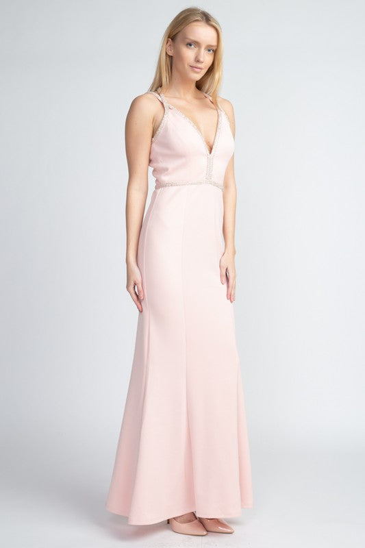 BLUSH SEQUIN DETAIL MAXI GOWN