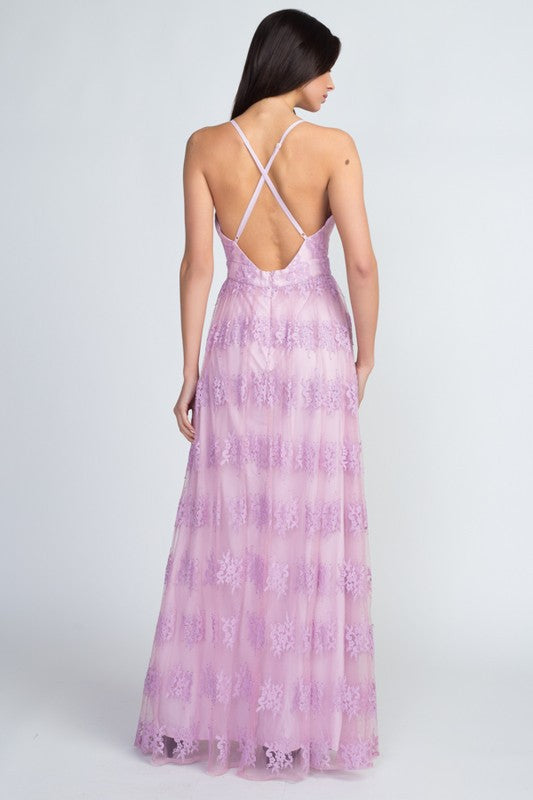 DEEP V LACED MAXI DRESS