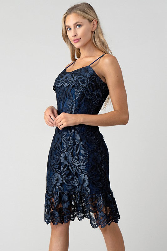 ROMANTIC LACE DRESS WITH RUFFLE