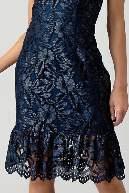 ROMANTIC LACE DRESS WITH RUFFLE