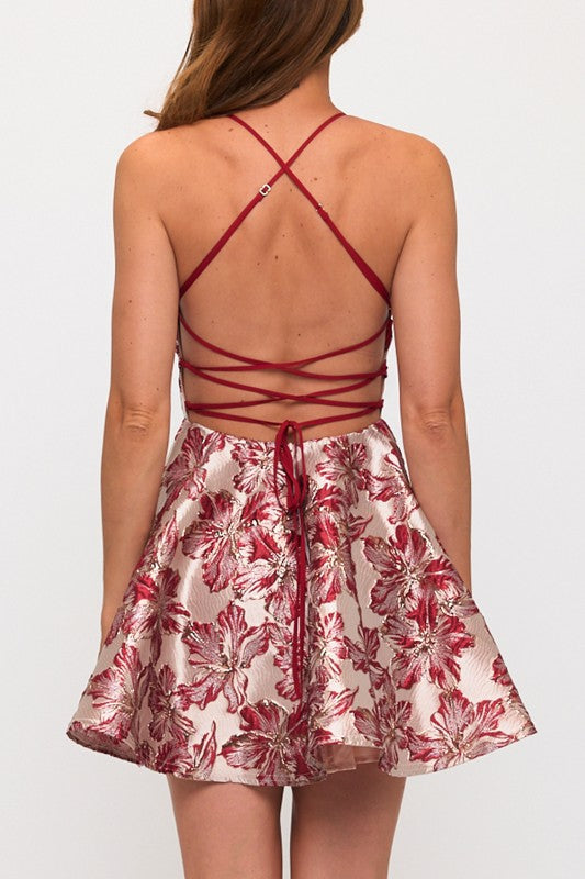VINTAGE FLORAL FIT AND FLARE DRESS