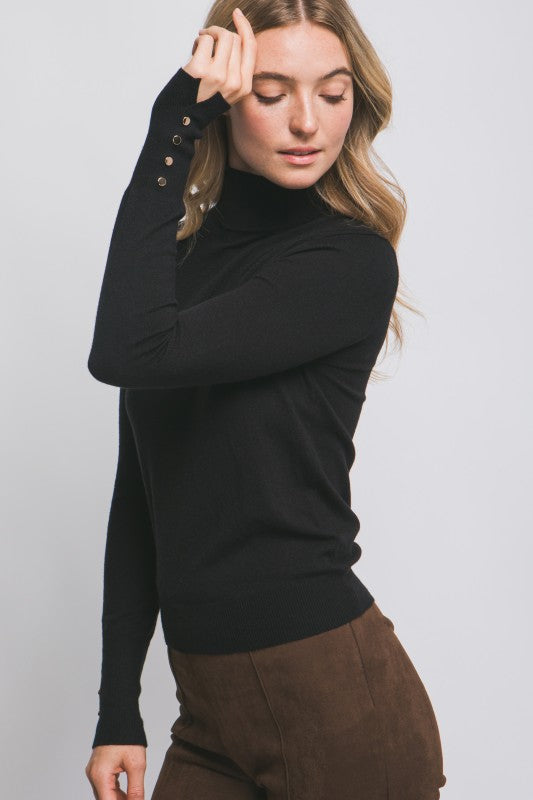 BUTTON SLEEVE DETAIL TURTLENECK
