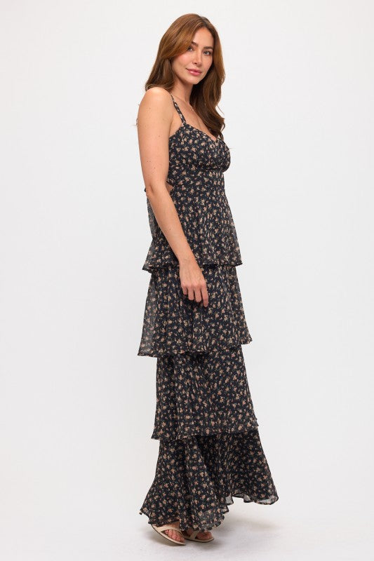 FLORAL RUFFLED MAXI DRESS