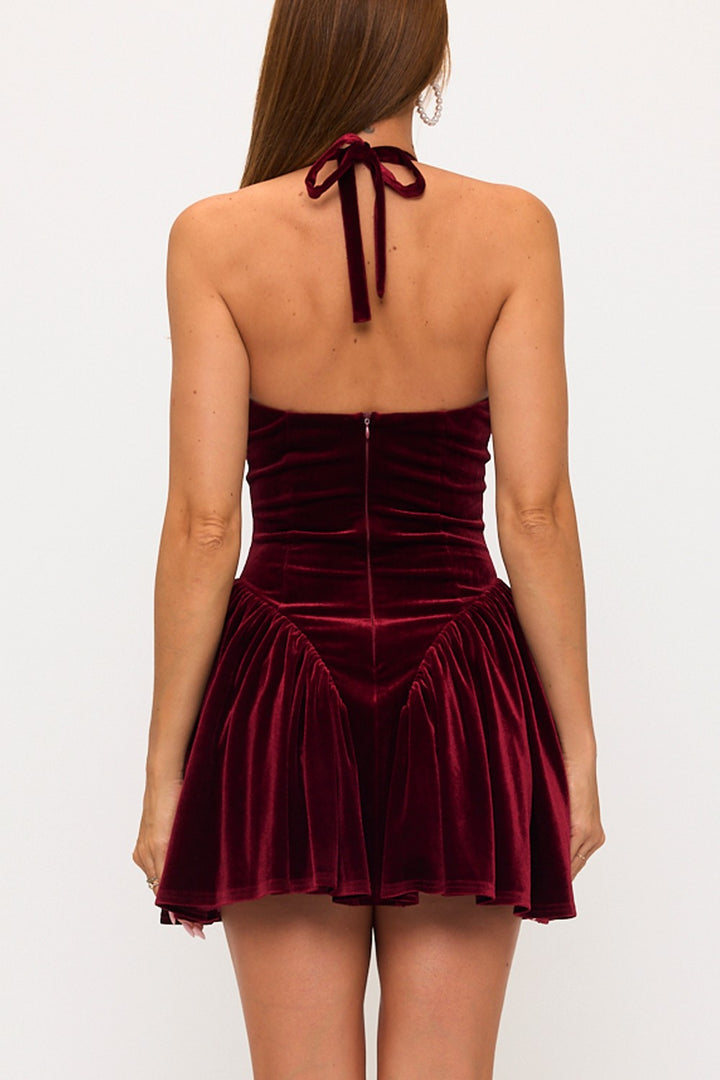 VELVET DROP WAIST DRESS