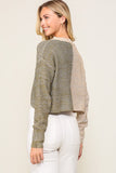 DOUBLE COLORS OVERLAPPED CROPPED SWEATER