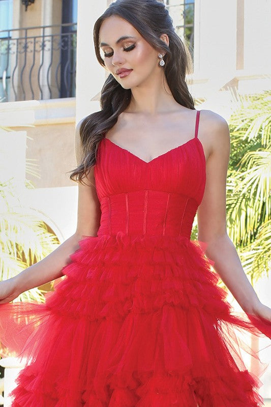 RUFFLE STATEMENT BALL GOWN