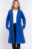 NOTCHED COLLAR OPEN FRONT LONG COAT