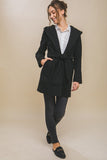 Black Fleece  Belted Hoodie Coat